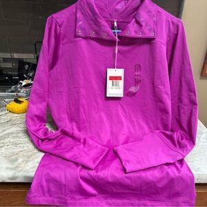Nike Running Dri fit Shirt Women Golf Warm Lining New Pink SnapS Long sleeve L